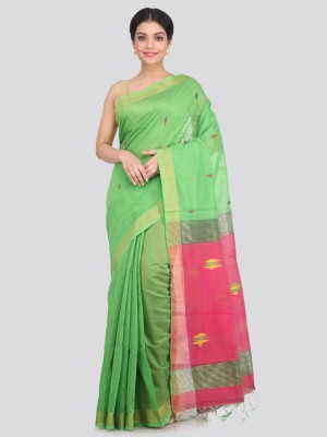 PinkLoom Woven Handloom Handloom Cotton Blend Saree(Green)