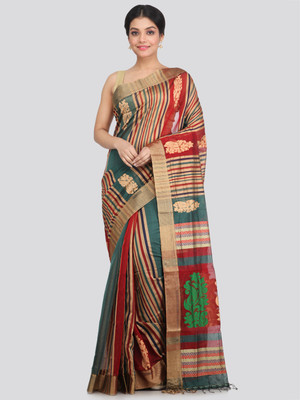 PinkLoom Woven Handloom Handloom Cotton Blend Saree(Multicolor)