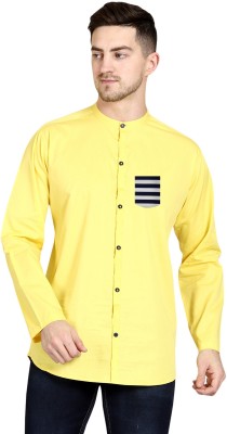 MADE IN THE SHADE Men Striped, Solid Casual Yellow Shirt