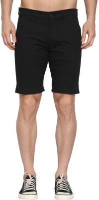 URSO Solid Men Black Basic Shorts