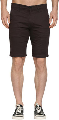 URSO Solid Men Brown Basic Shorts