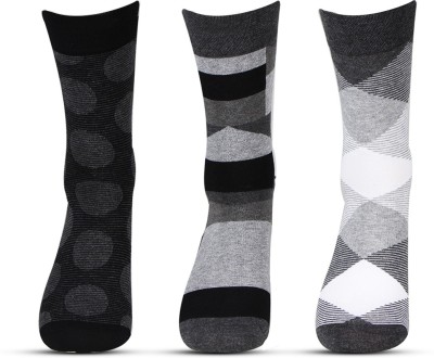 BONJOUR Designer Office/ Business/ Formal Full Length Socks for Men Mid-Calf/Crew(Pack of 3)
