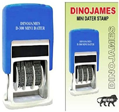 dinojames Mini Dater Stamp Self Inking Stamp(5*2inch, Blue)