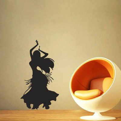décor nirmal 101 cm Decorative Dancing Girl Black Wall Sticker For Dancroom,Bedroom, [56X101CM] Self Adhesive Sticker(Pack of 1)