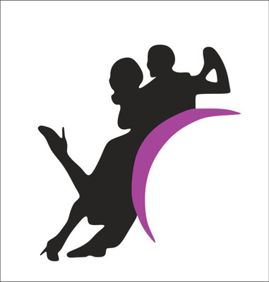 décor nirmal 60 cm ballroom dancing black silhouette pair women and men [57X60CM] Self Adhesive Sticker(Pack of 1)