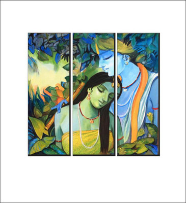 Vijaya enterprises 67 cm Love Couple Radha Krishna Wall Sticker size [60X64CM] Self Adhesive Sticker(Pack of 1)