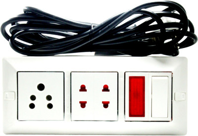 Cordnet Six Modular Extension Board With 1 6 Amp Socket, Two Pin Socket and 1 Indicater 3  Socket Extension Boards(White, 15 m)