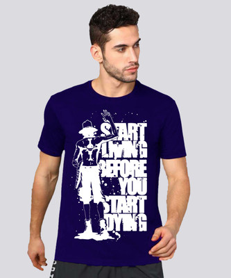 VIKCLIQUE Graphic Print Men Round Neck Blue T-Shirt