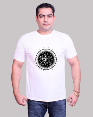 NITYANAND CREATIONS Graphic Print Men Round Neck White T-Shirt
