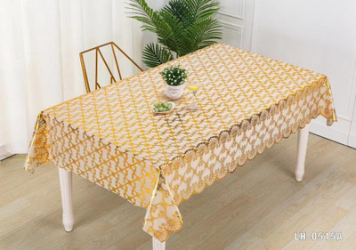DELHI PVC CORP Vinyl 6 Seater Printed Table Cover(GOLDEN)