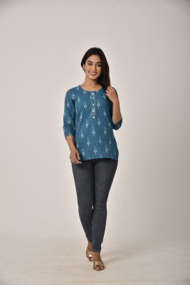 Swasti Casual Printed Women Blue Top