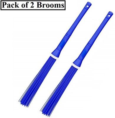 JEEBU Adjustable Plastic Broom Duster Wiper Cleaning for Bathroom, Floor & Roof Broom Plastic Wet and Dry Broom(Blue, 2 Units)