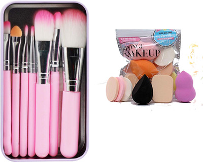 SMIETRZ hellokitty brush set of 7 with Sponge puff blender Set of 6(Pack of 13)