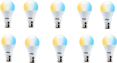 Dhija 10 W Standard B22 LED Bulb(White, Yellow, Pack of 10)