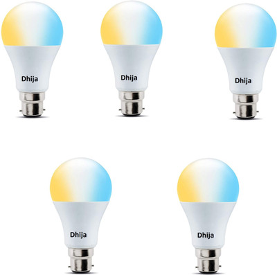 Dhija 10 W Basic Standard B22 LED Bulb(White, Yellow, Pack of 5)