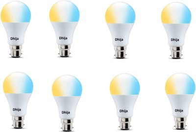 Dhija 9 W Standard B22 LED Bulb(White, Yellow, Pack of 8)