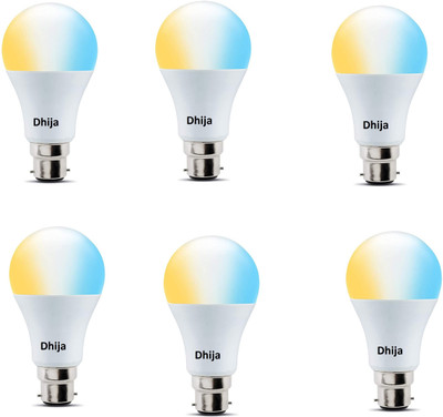 Dhija 9 W Basic Standard B22 LED Bulb(White, Yellow, Pack of 6)
