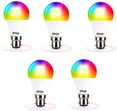 Dhija 9 W Basic Standard B22 LED Bulb(White, Blue, Purple, Pack of 5)