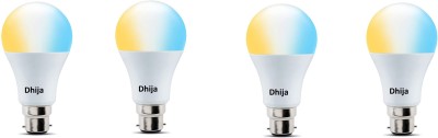 Dhija 10 W Standard B22 LED Bulb(White, Yellow, Pack of 4)