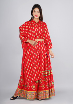 CZUB Women Ethnic Top Skirt Set
