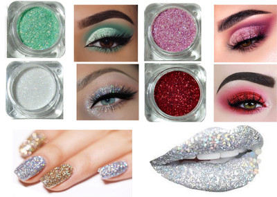 ADJD Multicolor Eye Shadow Glitter Powder Set And Nail Art Decoration 8 g(MULTI COLOR)
