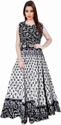 Madanam Women Maxi Black Full Length Dress