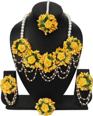 Paladiya Krafts Fabric Yellow Jewellery Set(Pack of 1)
