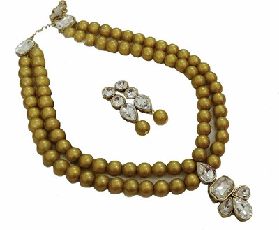 White pearl Alloy Gold-plated Gold Jewellery Set(Pack of 1)
