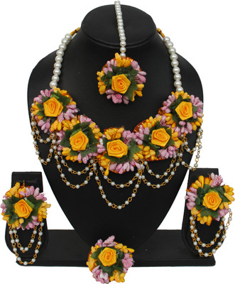 Arihant Shop Fabric Pink, Yellow, White Jewellery Set(Pack of 1)