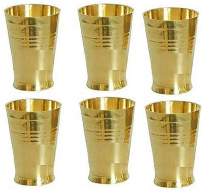NAVYAKSH Brass Glass for pooja/Mandir,worship place and special occasions(small/set of 6) Brass Kalash(Height: 2.16 inch, Gold)