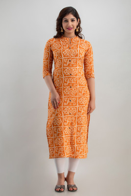 PARIKSHIT Women Printed Straight Kurta(Yellow)