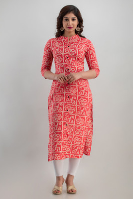 PARIKSHIT Women Printed Straight Kurta(Red)