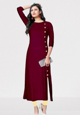 Kaircollection Women Solid A-line Kurta(Maroon)