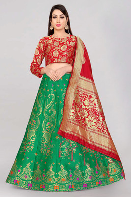 SHREE CREATION Printed Semi Stitched Lehenga Choli(Green)