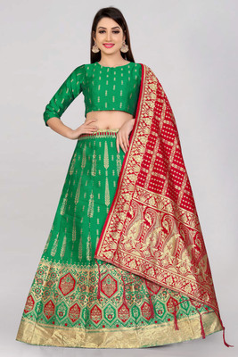 SHREE CREATION Printed Semi Stitched Lehenga Choli(Green, Red)