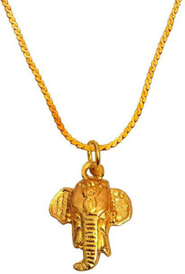 Shiv Hari Shiv Hari Elephant face Symbol Locket With Chain Gold-plated Pendant Set Gold-plated Brass