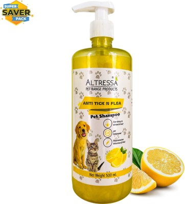 ALTRESSA Anti Tick N Flea Pet Shampoo for Hair Rejuvenation, Boost Volume for Smooth Hair Flea and Tick Lemon Dog Shampoo(500 ml)