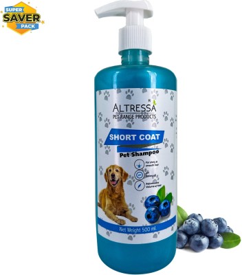 ALTRESSA Short Coat Pet Shampoo for Shiny & Smooth Hair, Java Plum, Neem & Aloe Extracts Anti-itching, Anti-dandruff, Conditioning Blueberry Dog Shampoo(500 ml)