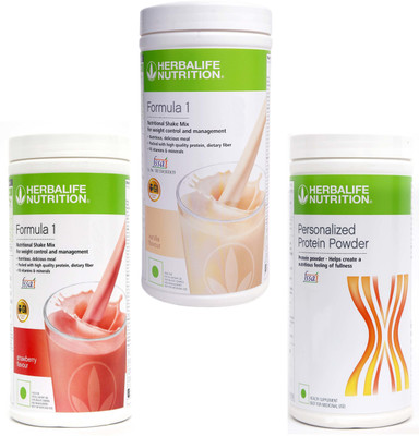 HERBALIFE Formula 1 Shake Strawberry + Vanilla Protein Powder 400 Gram Plant-Based Protein(1.4 g, Orange)