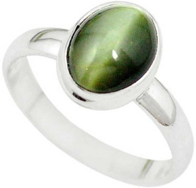 Chopra Gems Natural Cat's Eye Stone Crystal Adjustable Ring for Men & Women Brass Cat's Eye Silver Plated Ring