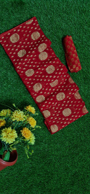 Stylish Sarees Woven Banarasi Viscose Rayon, Georgette Saree(Red)