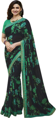 Dhandai Fashion Floral Print Bollywood Georgette Saree(Green)