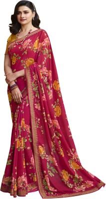 Dhandai Fashion Floral Print Bollywood Georgette Saree(Red)