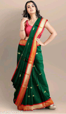 Paithni Woven Paithani Pure Silk Saree(Green)