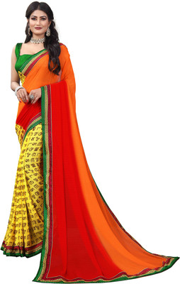 Pbs Prints Printed Bollywood Georgette Saree(Red)