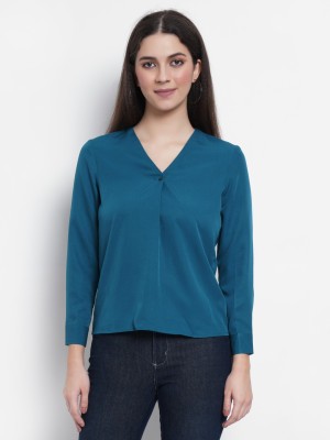 miss haute Casual Solid Women Dark Blue Top