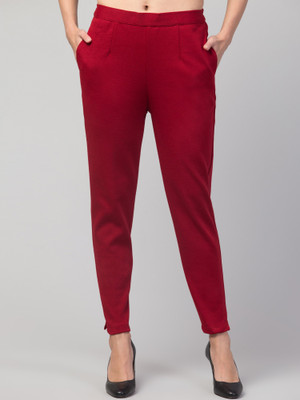 FamBee Regular Fit Women Maroon Trousers