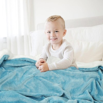 BSB HOME Solid Crib Sherpa Blanket for  Heavy Winter(Polyester, Aqua)