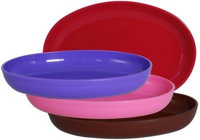 Morvi Plastic Mixing Bowl Prime Plastic Snacker Microwave Safe, 500 ml 4 pc, Red Brown Pink Violet(Pack of 4, Multicolor)