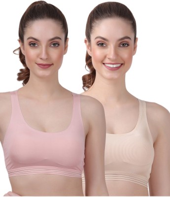 AMOUR SECRET Women Sports Lightly Padded Bra(Beige, Pink)